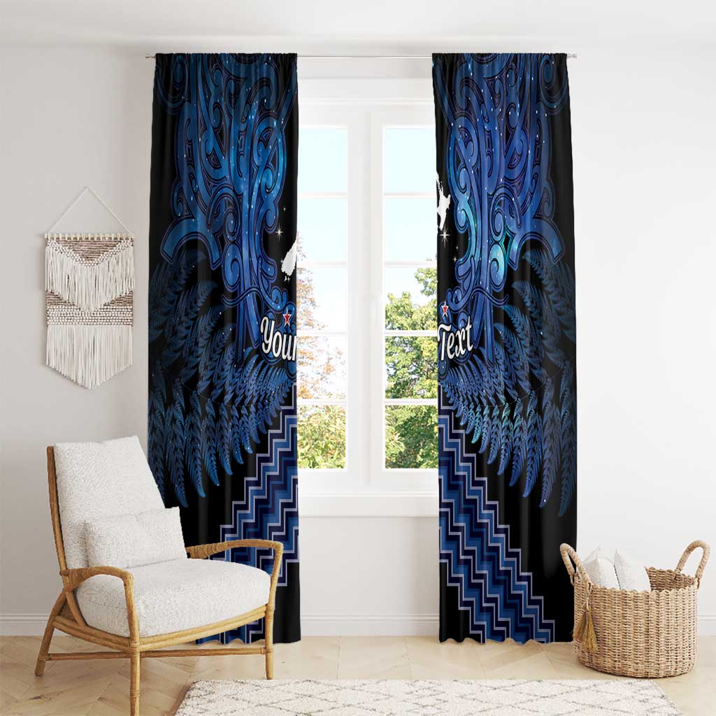 Personalised Aotearoa Matariki Window Curtain Blue Fern Maori Poutama