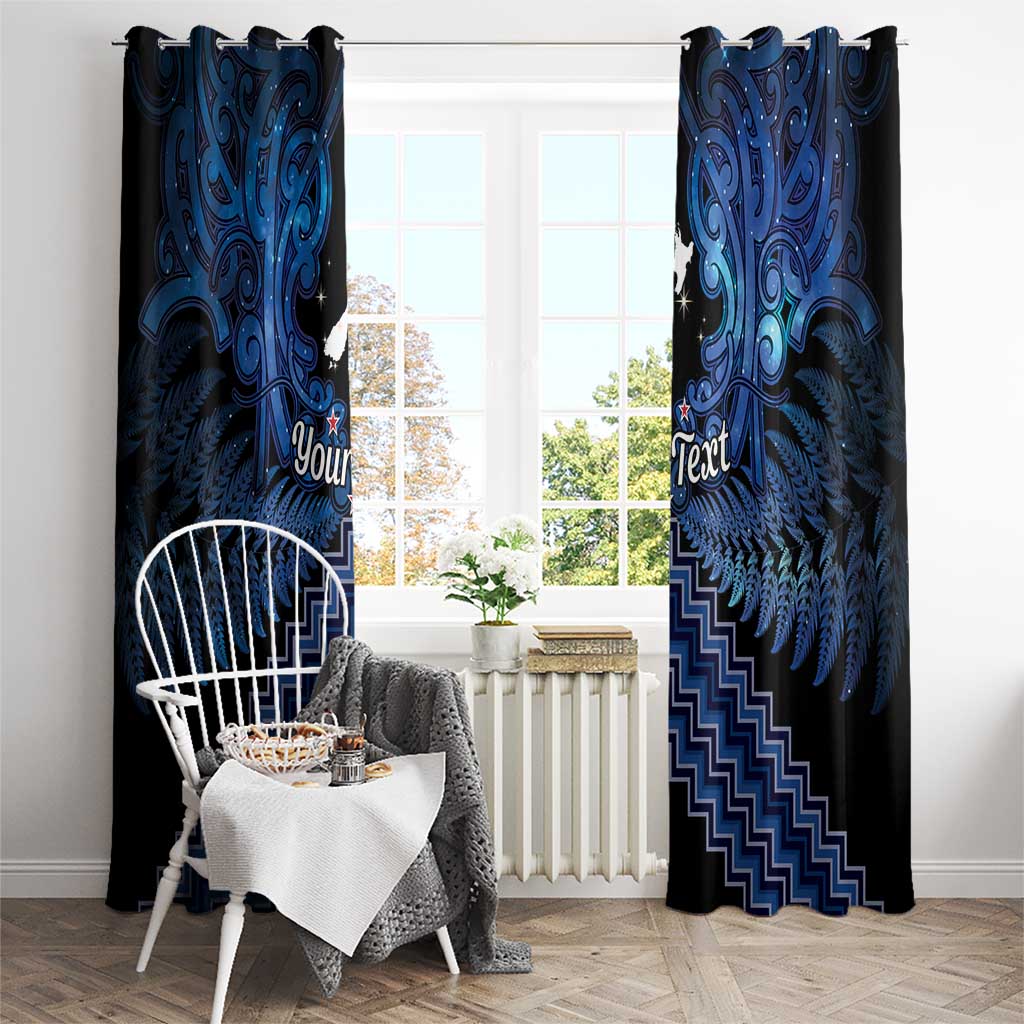 Personalised Aotearoa Matariki Window Curtain Blue Fern Maori Poutama