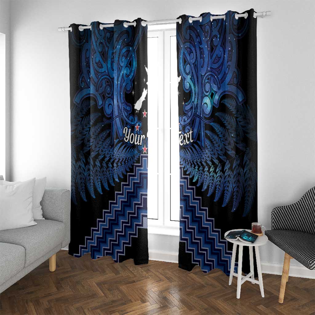 Personalised Aotearoa Matariki Window Curtain Blue Fern Maori Poutama