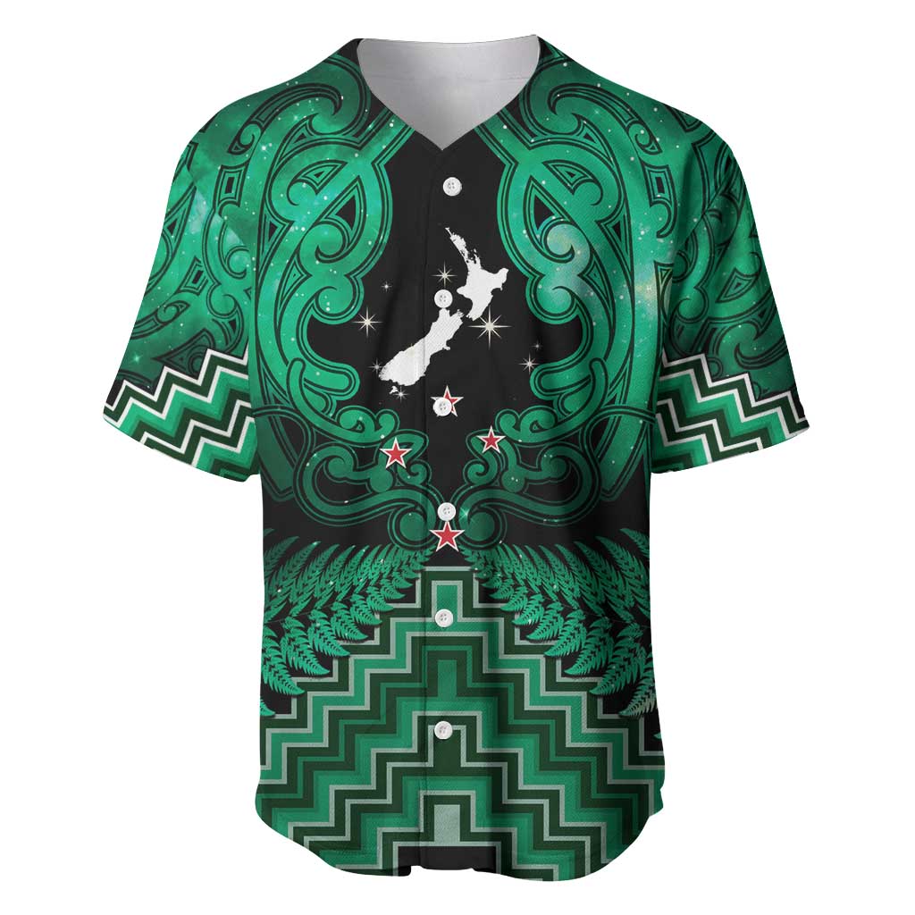 Personalised Aotearoa Matariki Baseball Jersey Green Fern Maori Poutama LT01 Green - Polynesian Pride