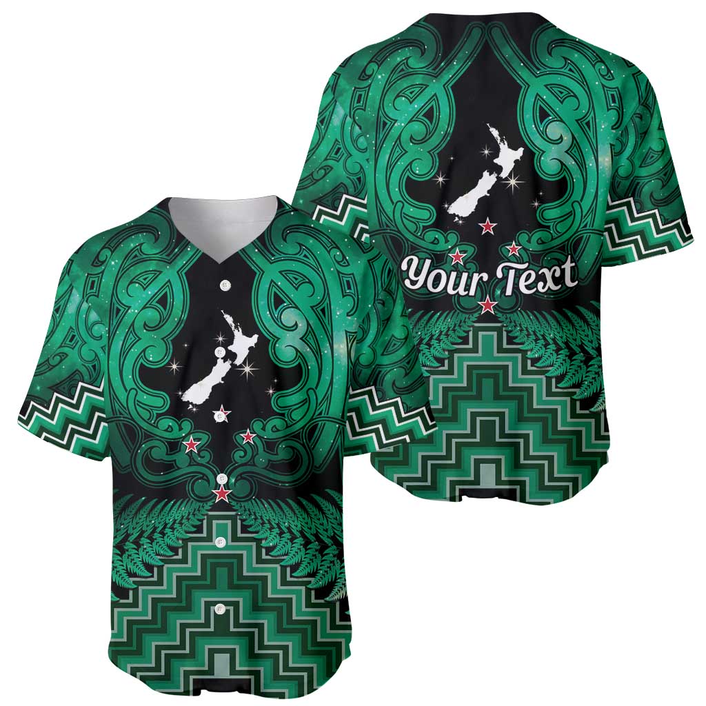 Personalised Aotearoa Matariki Baseball Jersey Green Fern Maori Poutama LT01 - Polynesian Pride
