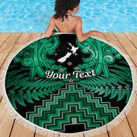 Personalised Aotearoa Matariki Beach Blanket Green Fern Maori Poutama
