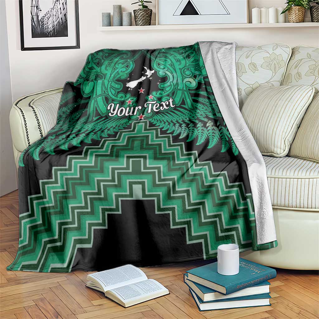 Personalised Aotearoa Matariki Blanket Green Fern Maori Poutama