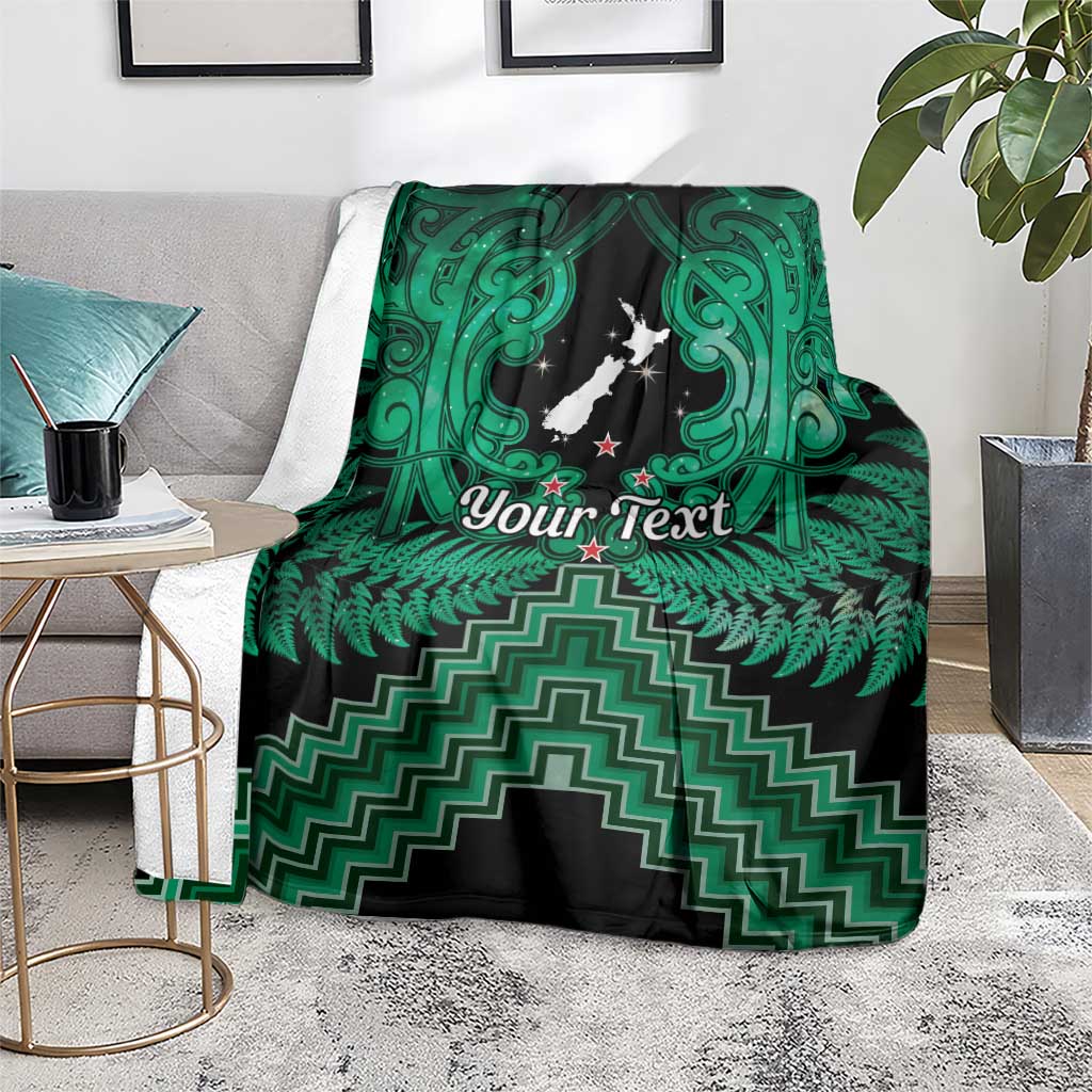 Personalised Aotearoa Matariki Blanket Green Fern Maori Poutama