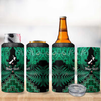 Personalised Aotearoa Matariki 4 in 1 Can Cooler Tumbler Green Fern Maori Poutama