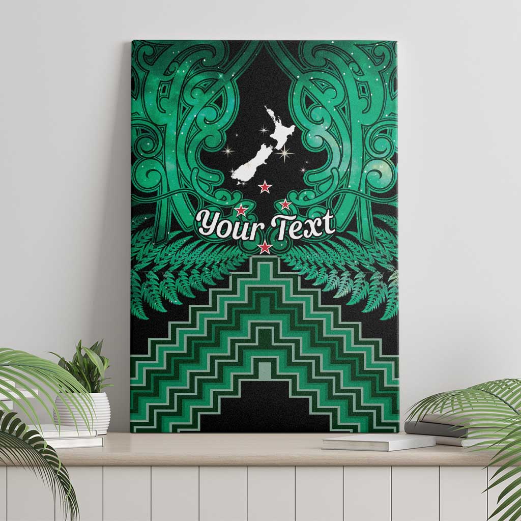 Personalised Aotearoa Matariki Canvas Wall Art Green Fern Maori Poutama