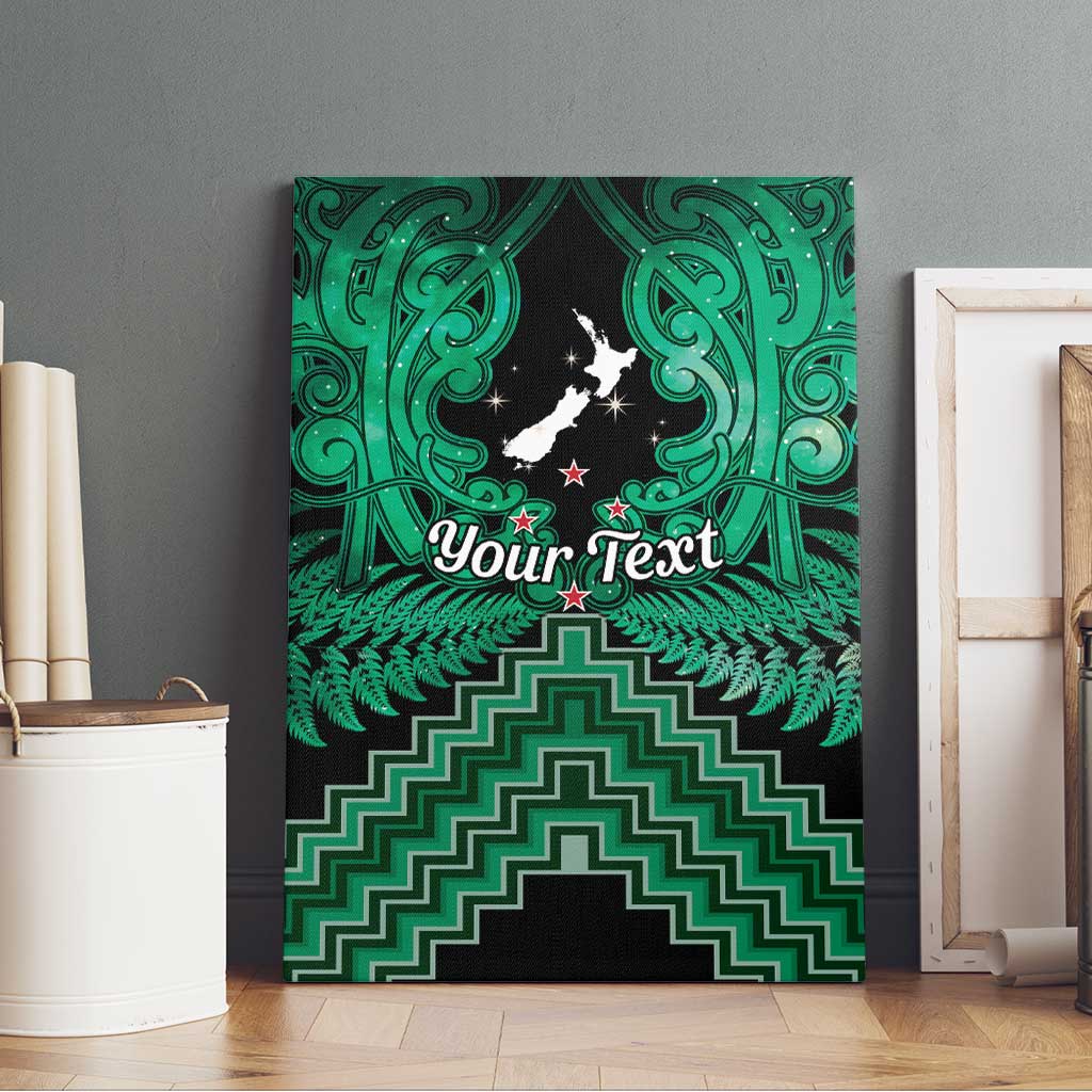 Personalised Aotearoa Matariki Canvas Wall Art Green Fern Maori Poutama