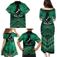Personalised Aotearoa Matariki Family Matching Puletasi and Hawaiian Shirt Green Fern Maori Poutama