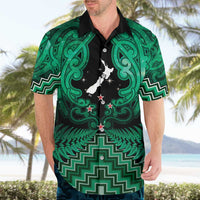 Personalised Aotearoa Matariki Hawaiian Shirt Green Fern Maori Poutama