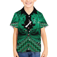 Personalised Aotearoa Matariki Kid Hawaiian Shirt Green Fern Maori Poutama LT01 Kid Green - Polynesian Pride
