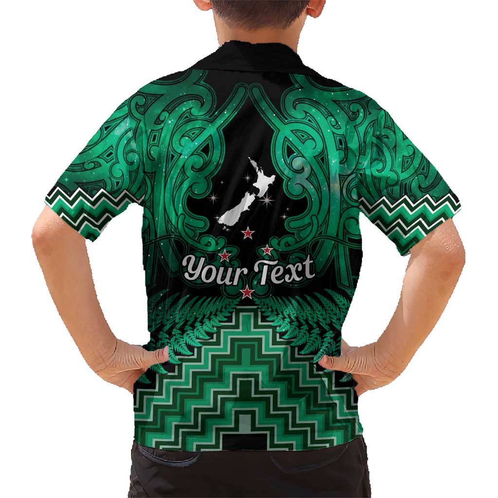 Personalised Aotearoa Matariki Kid Hawaiian Shirt Green Fern Maori Poutama LT01 - Polynesian Pride