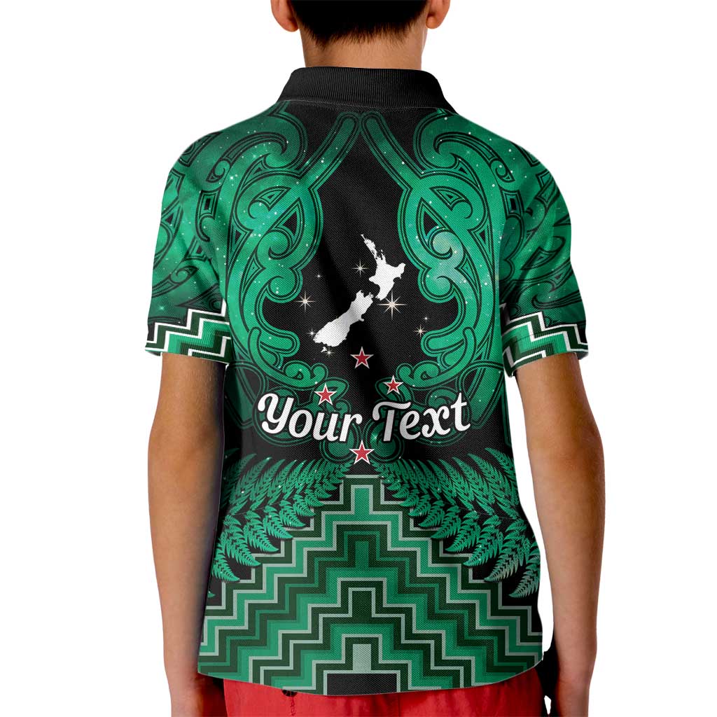 Personalised Aotearoa Matariki Kid Polo Shirt Green Fern Maori Poutama LT01 - Polynesian Pride