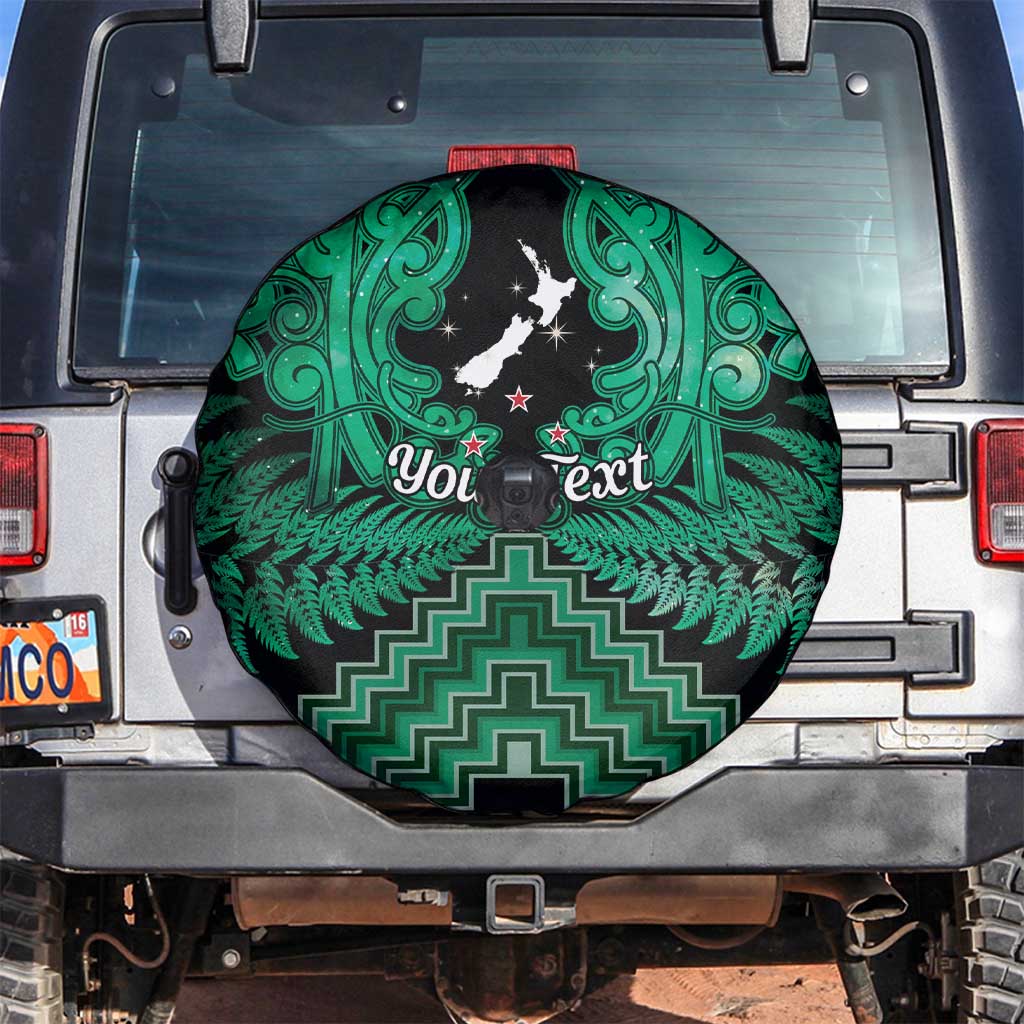 Personalised Aotearoa Matariki Spare Tire Cover Green Fern Maori Poutama
