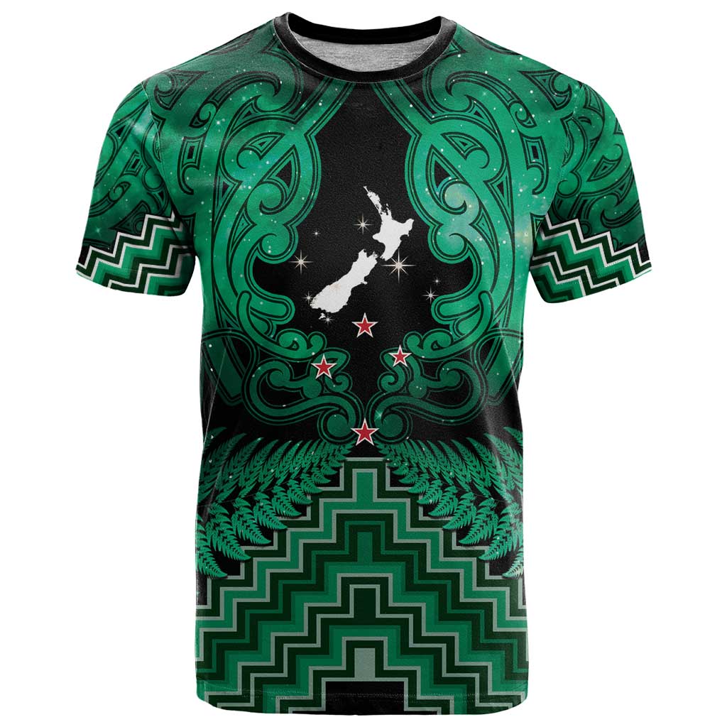 Personalised Aotearoa Matariki T Shirt Green Fern Maori Poutama