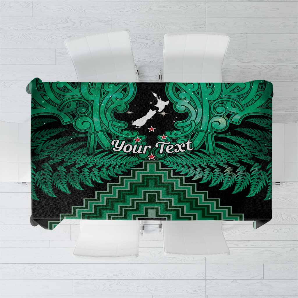 Personalised Aotearoa Matariki Tablecloth Green Fern Maori Poutama