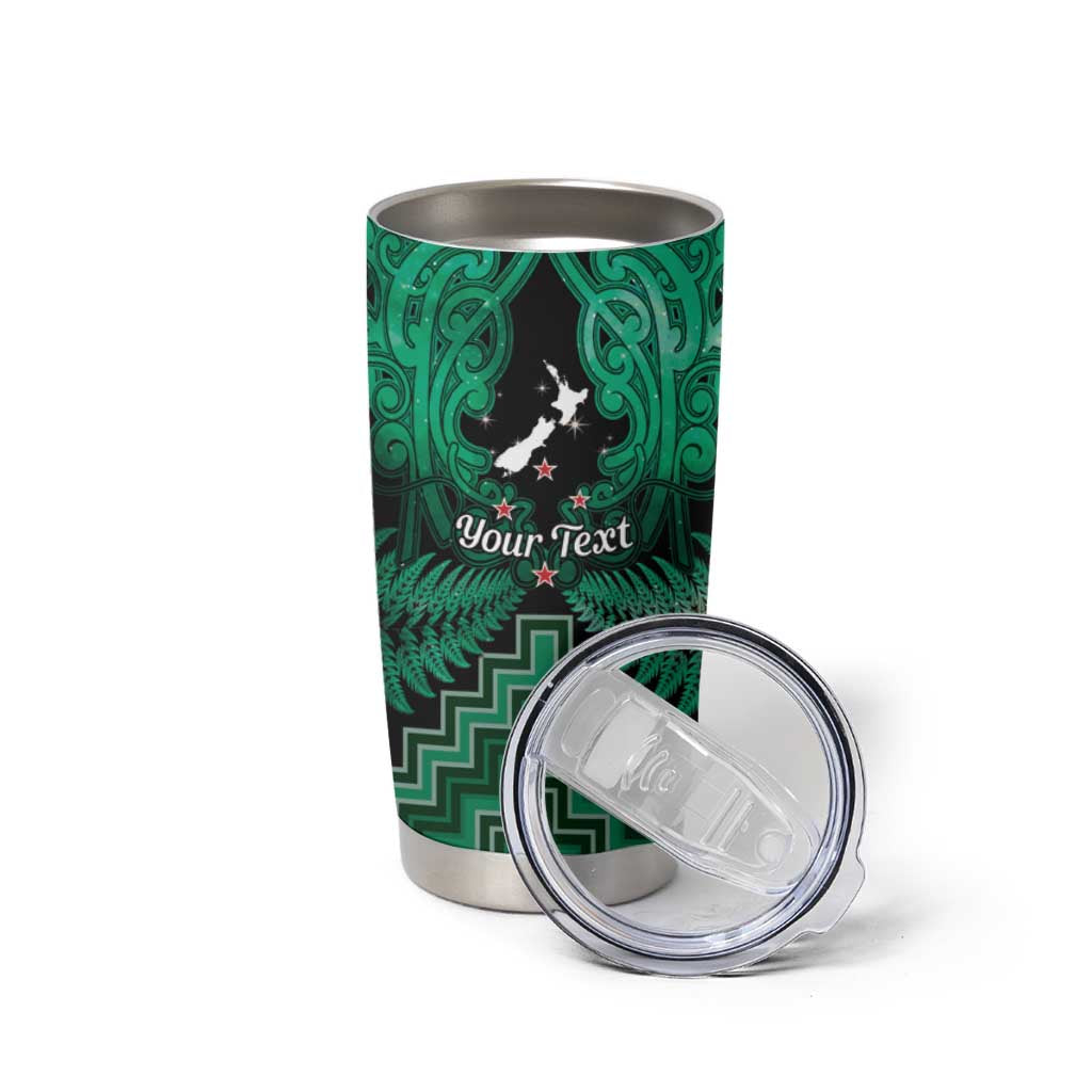 Personalised Aotearoa Matariki Tumbler Cup Green Fern Maori Poutama