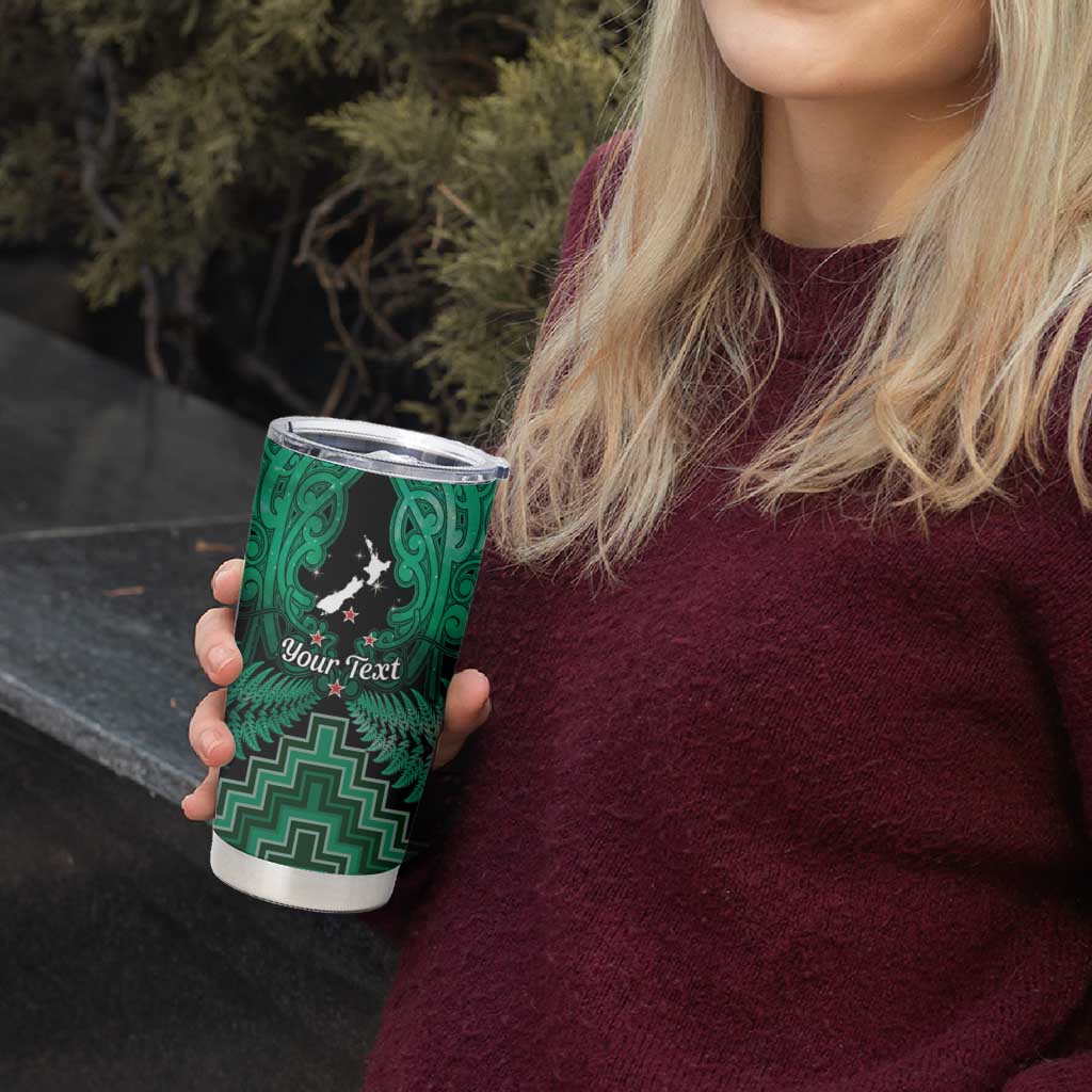 Personalised Aotearoa Matariki Tumbler Cup Green Fern Maori Poutama