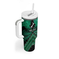 Personalised Aotearoa Matariki Tumbler With Handle Green Fern Maori Poutama