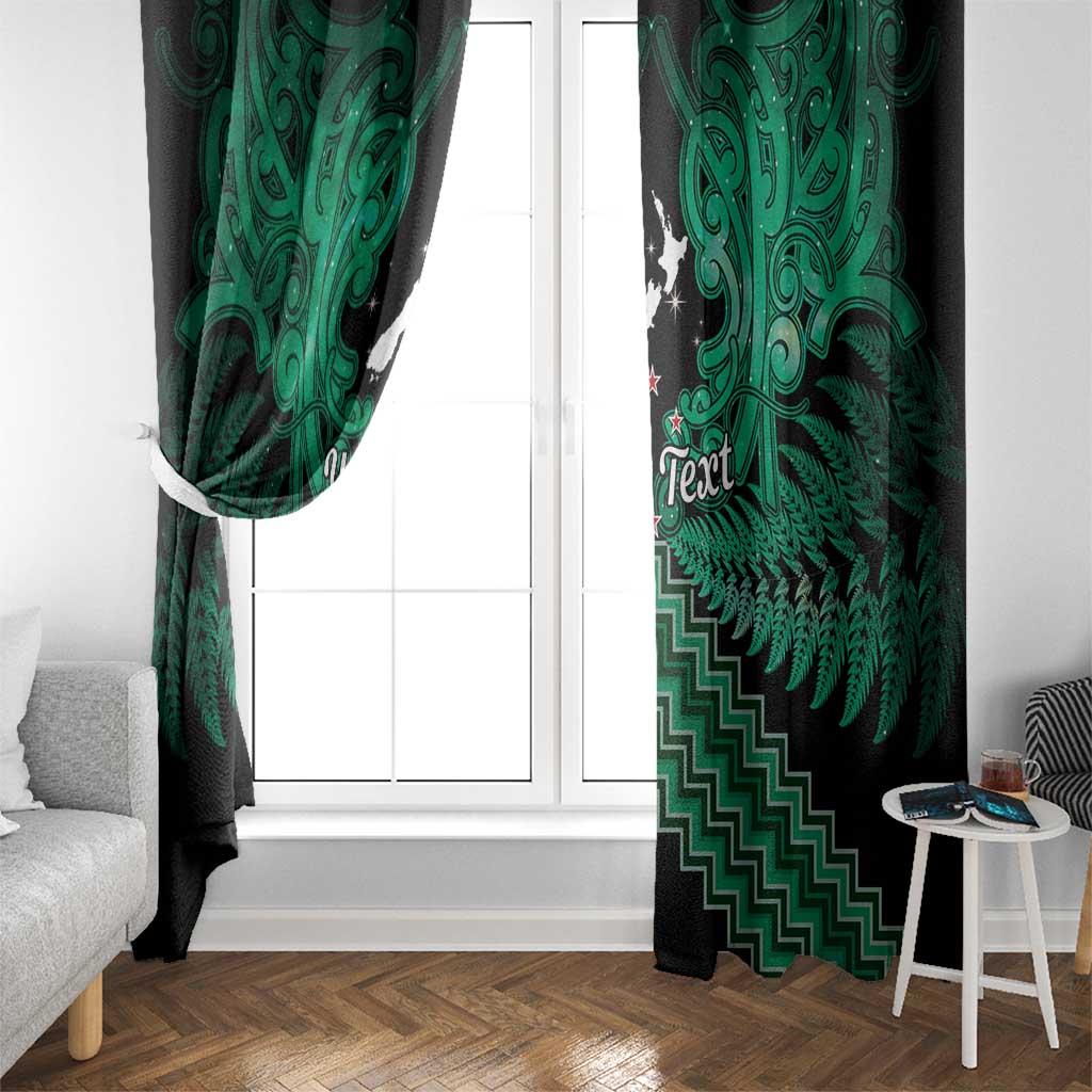 Personalised Aotearoa Matariki Window Curtain Green Fern Maori Poutama
