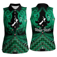 Personalised Aotearoa Matariki Women Sleeveless Polo Shirt Green Fern Maori Poutama