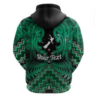 Personalised Aotearoa Matariki Zip Hoodie Green Fern Maori Poutama