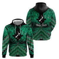 Personalised Aotearoa Matariki Zip Hoodie Green Fern Maori Poutama