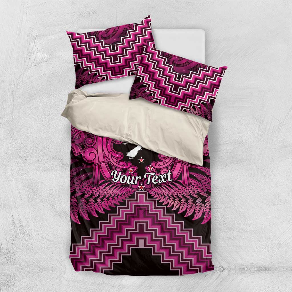 Personalised Aotearoa Matariki Bedding Set Pink Fern Maori Poutama