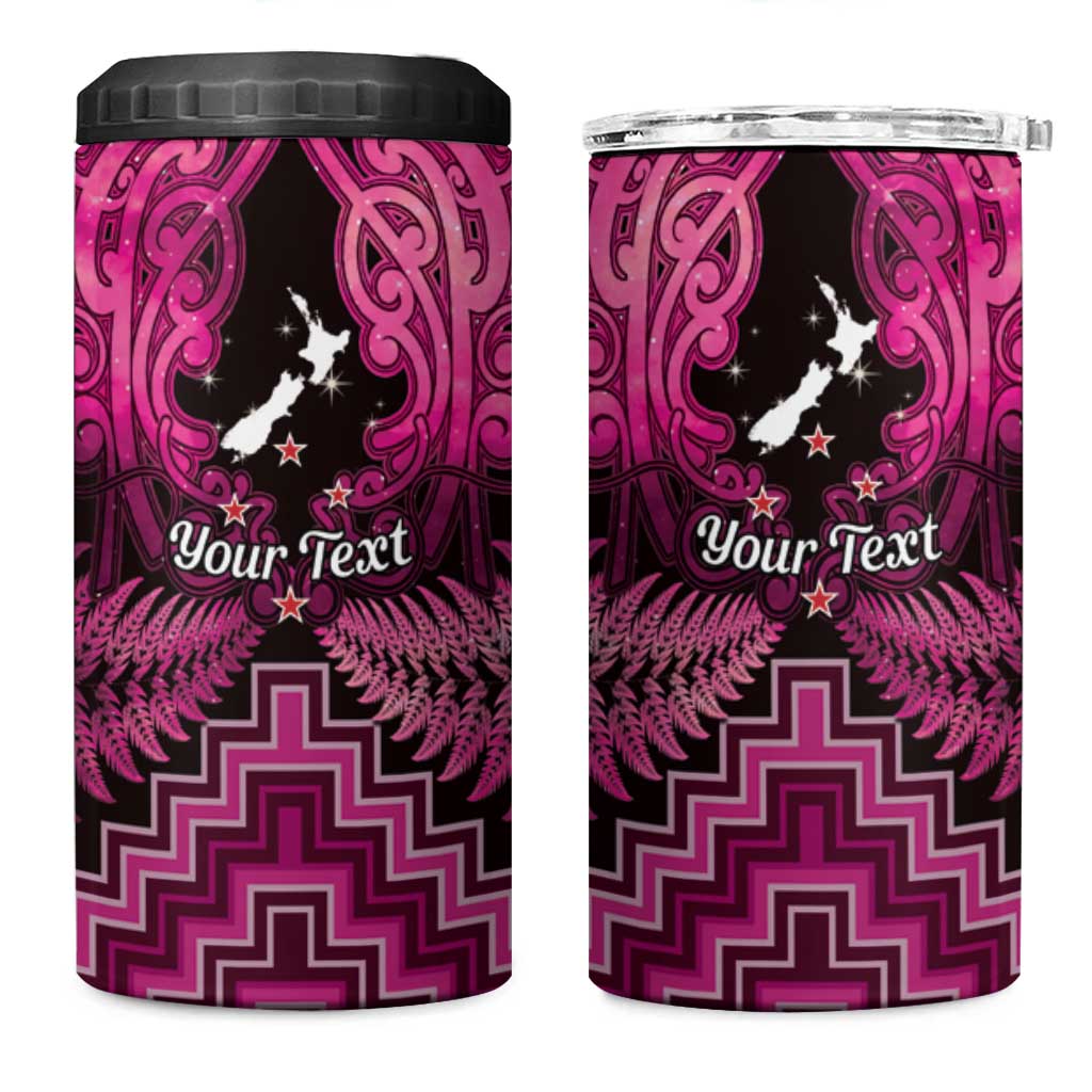 Personalised Aotearoa Matariki 4 in 1 Can Cooler Tumbler Pink Fern Maori Poutama