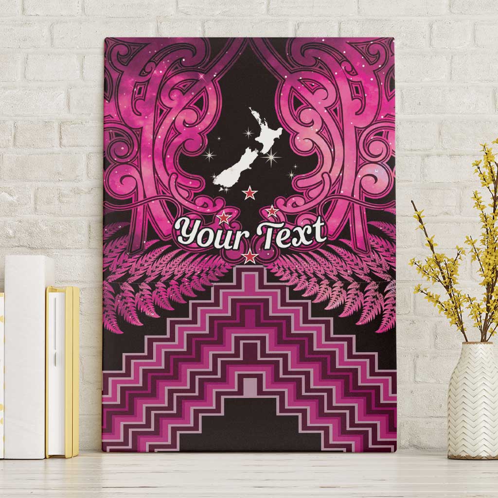 Personalised Aotearoa Matariki Canvas Wall Art Pink Fern Maori Poutama