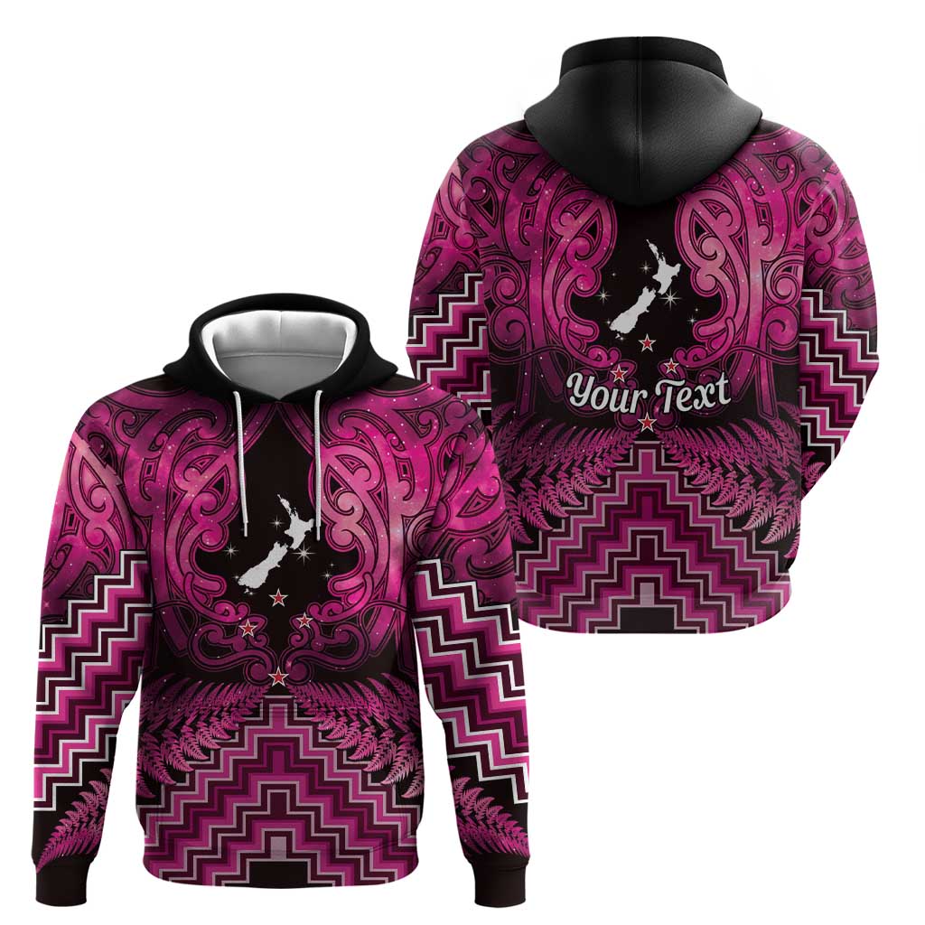 Personalised Aotearoa Matariki Hoodie Pink Fern Maori Poutama