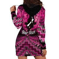 Personalised Aotearoa Matariki Hoodie Dress Pink Fern Maori Poutama