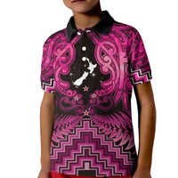 Personalised Aotearoa Matariki Kid Polo Shirt Pink Fern Maori Poutama LT01 Kid Pink - Polynesian Pride