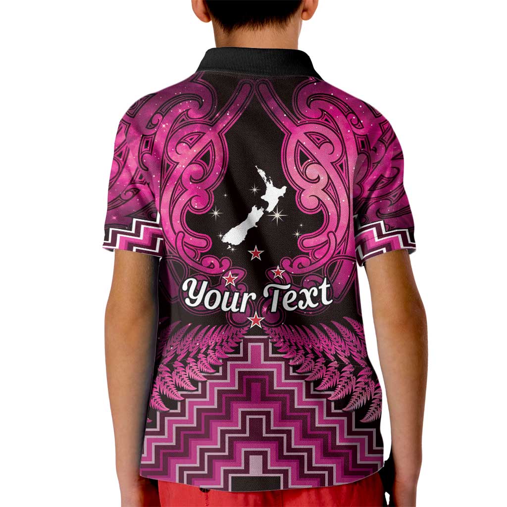 Personalised Aotearoa Matariki Kid Polo Shirt Pink Fern Maori Poutama LT01 - Polynesian Pride