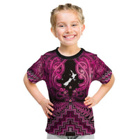 Personalised Aotearoa Matariki Kid T Shirt Pink Fern Maori Poutama LT01 Pink - Polynesian Pride