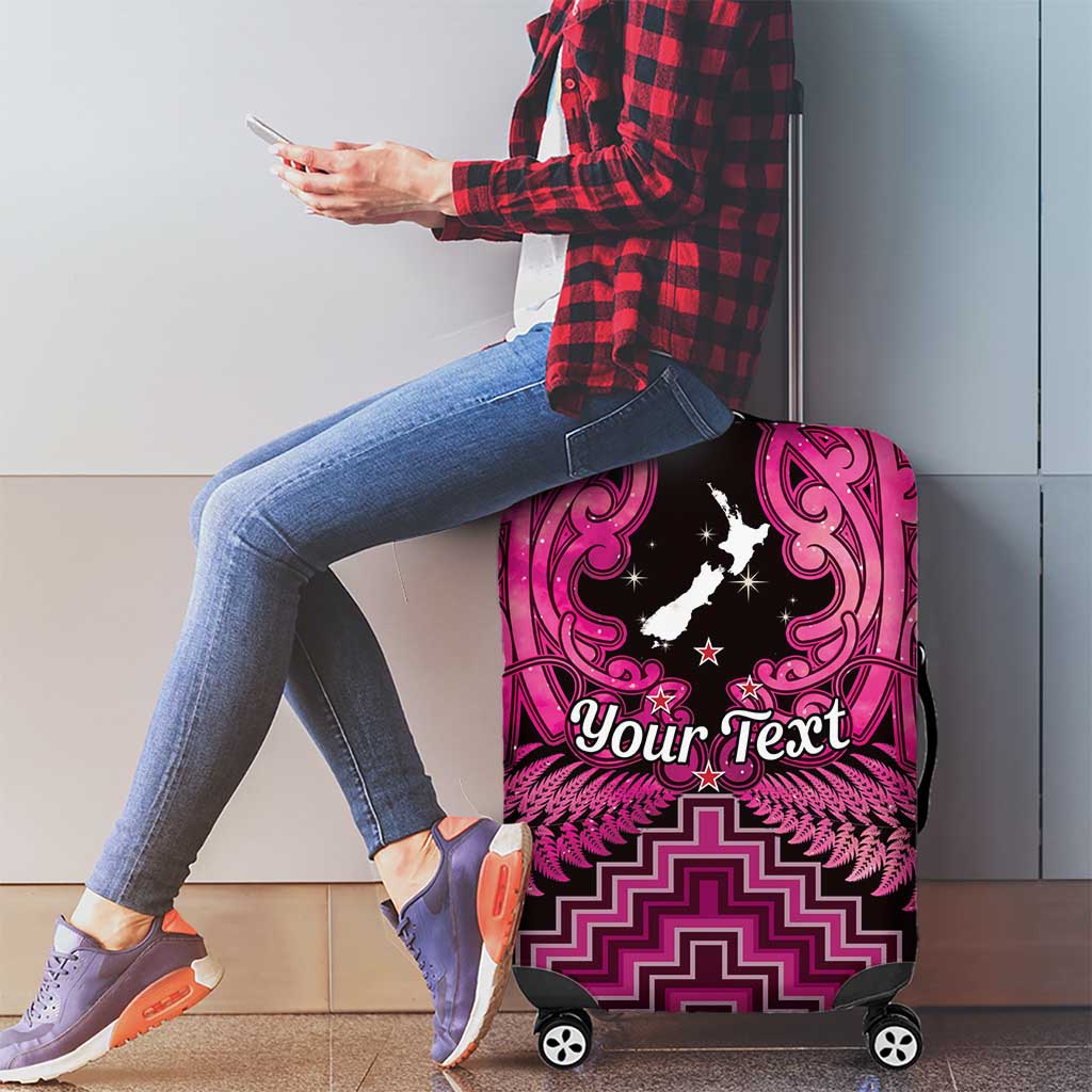 Personalised Aotearoa Matariki Luggage Cover Pink Fern Maori Poutama LT01 - Polynesian Pride