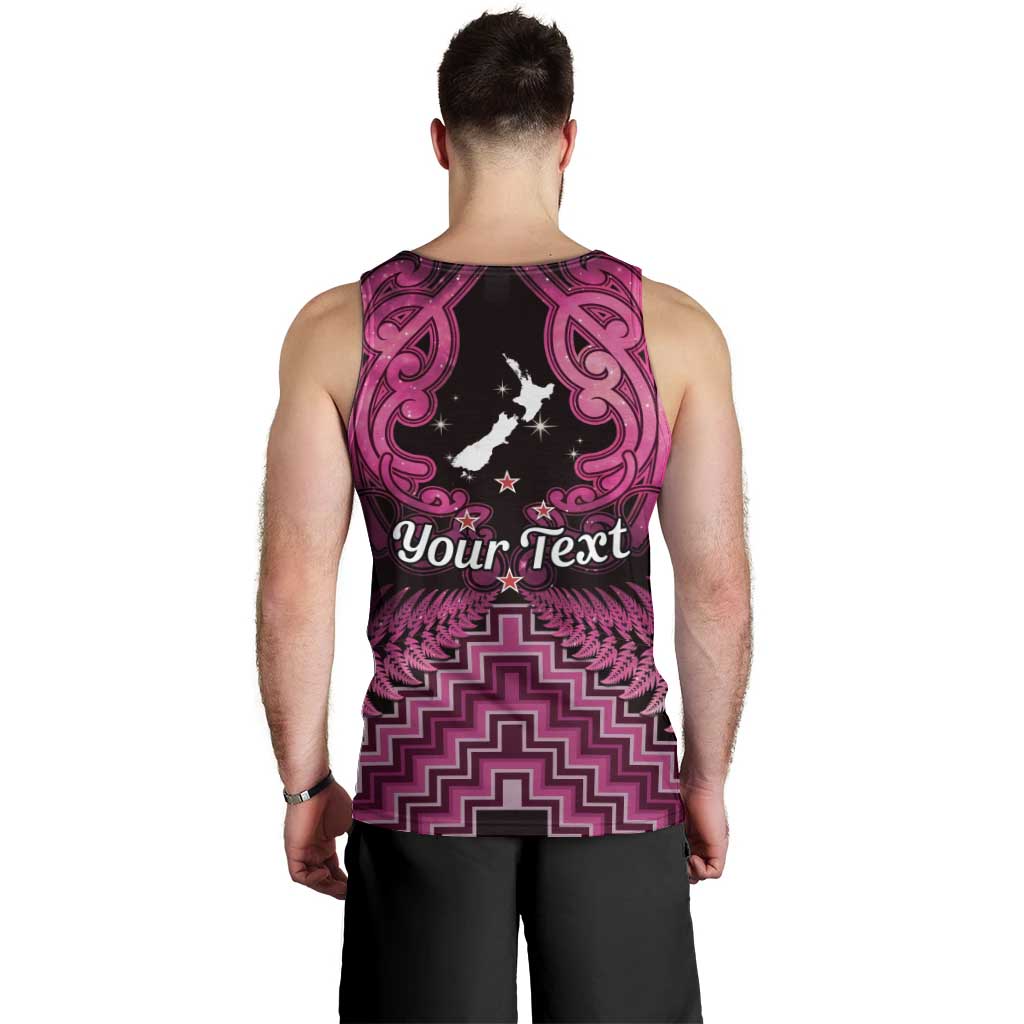 Personalised Aotearoa Matariki Men Tank Top Pink Fern Maori Poutama
