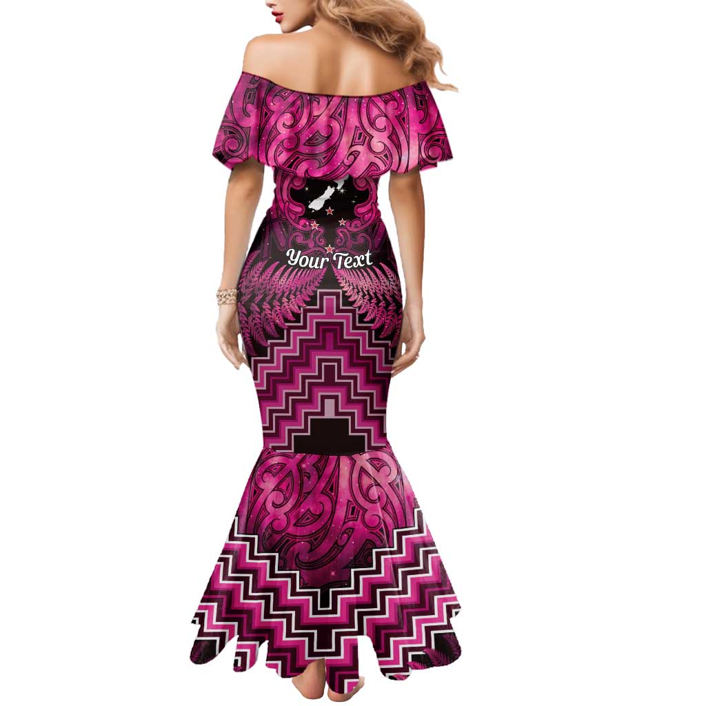 Personalised Aotearoa Matariki Mermaid Dress Pink Fern Maori Poutama