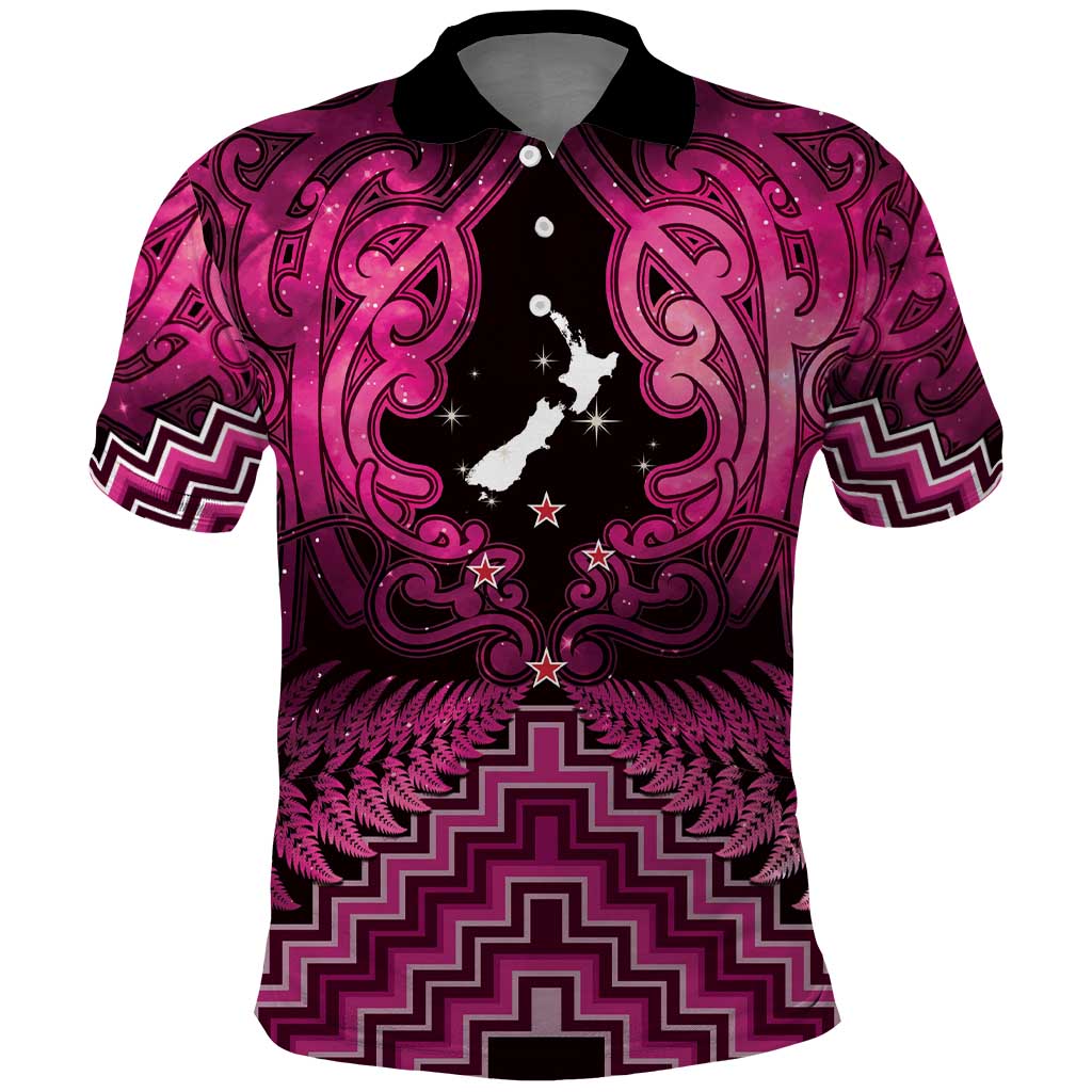Personalised Aotearoa Matariki Polo Shirt Pink Fern Maori Poutama LT01 Pink - Polynesian Pride