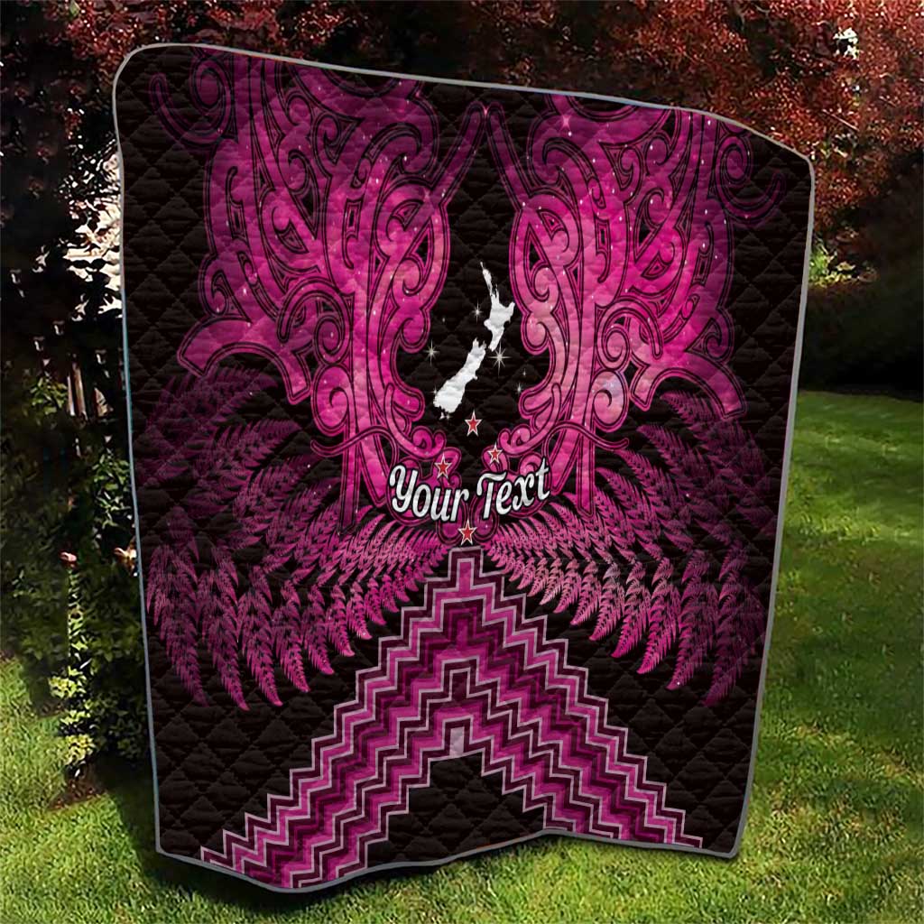 Personalised Aotearoa Matariki Quilt Pink Fern Maori Poutama