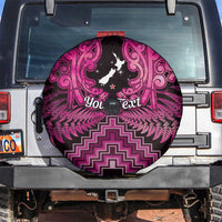 Personalised Aotearoa Matariki Spare Tire Cover Pink Fern Maori Poutama