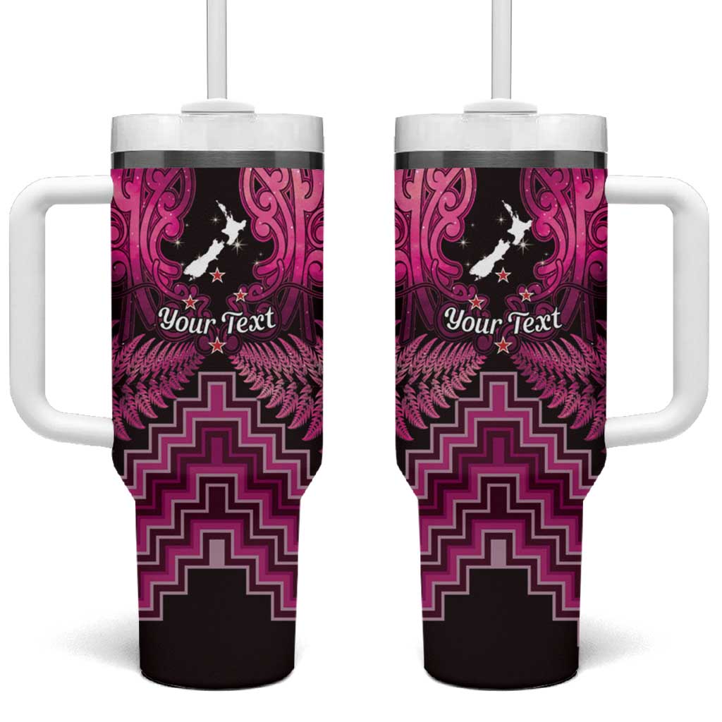 Personalised Aotearoa Matariki Tumbler With Handle Pink Fern Maori Poutama