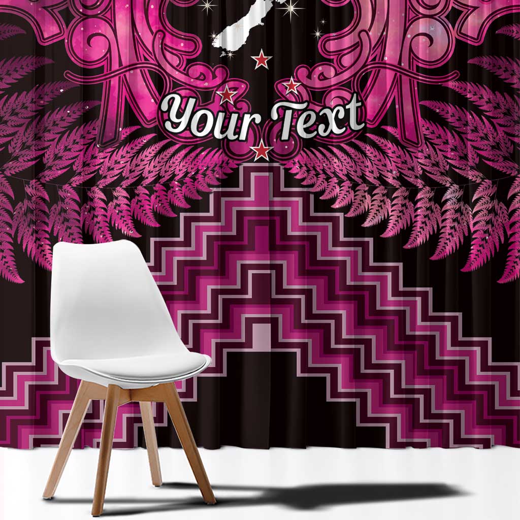 Personalised Aotearoa Matariki Window Curtain Pink Fern Maori Poutama