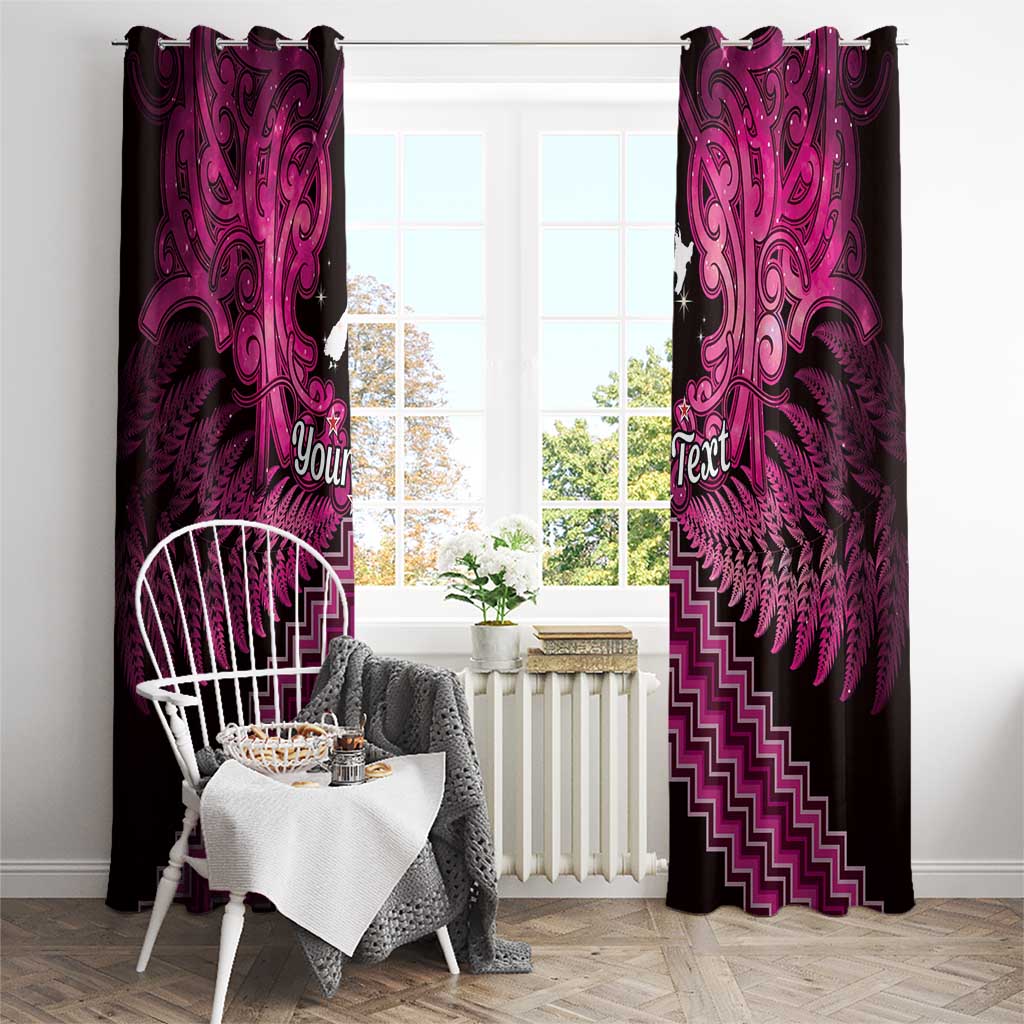 Personalised Aotearoa Matariki Window Curtain Pink Fern Maori Poutama