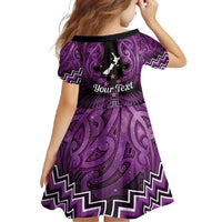 Personalised Aotearoa Matariki Family Matching Mermaid Dress and Hawaiian Shirt Purple Fern Maori Poutama
