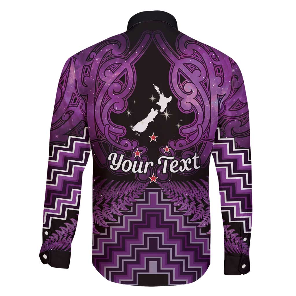 Personalised Aotearoa Matariki Family Matching Puletasi and Hawaiian Shirt Purple Fern Maori Poutama