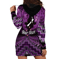 Personalised Aotearoa Matariki Hoodie Dress Purple Fern Maori Poutama