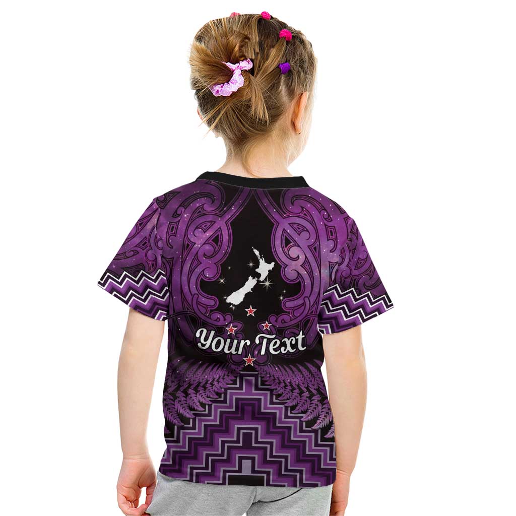 Personalised Aotearoa Matariki Kid T Shirt Purple Fern Maori Poutama LT01 - Polynesian Pride