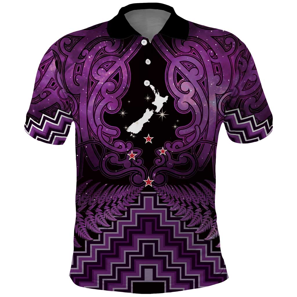 Personalised Aotearoa Matariki Polo Shirt Purple Fern Maori Poutama LT01 Purple - Polynesian Pride