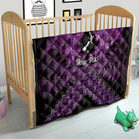 Personalised Aotearoa Matariki Quilt Purple Fern Maori Poutama