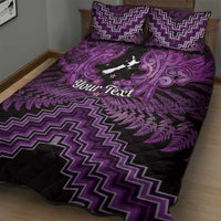 Personalised Aotearoa Matariki Quilt Bed Set Purple Fern Maori Poutama